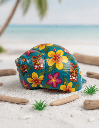 Colourful painted hermit crab shell generated for the Pinchy campaign